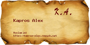 Kapros Alex névjegykártya